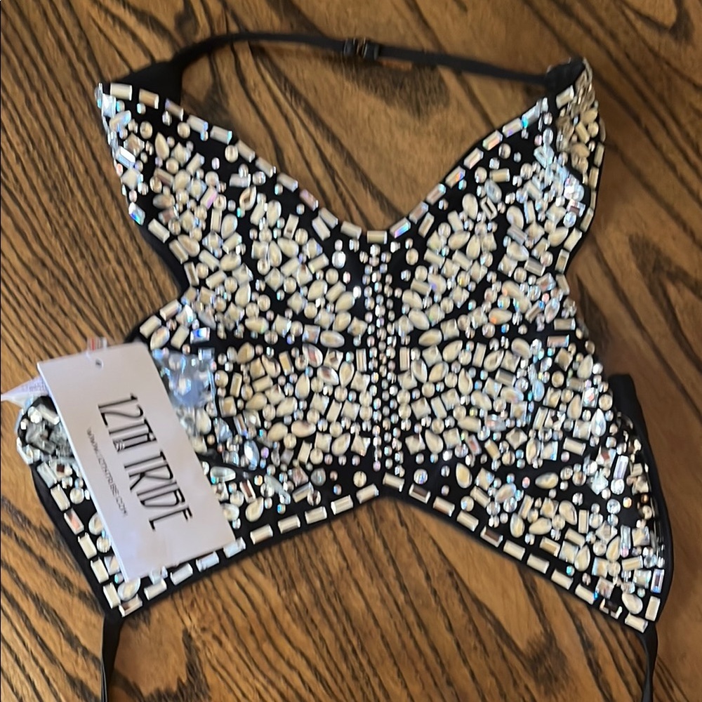 Black and Silver Embellished Top